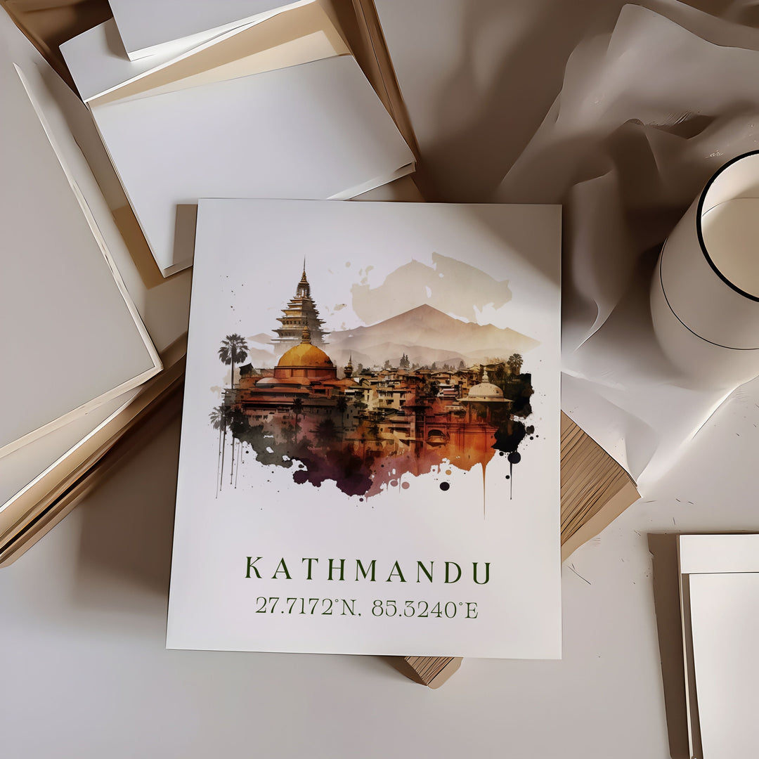 Kathmandu Nepal wall art - Nepal, Kathmandu poster, Kathmandu Wedding gift, Birthday present, Custom Text, Personalised Gift