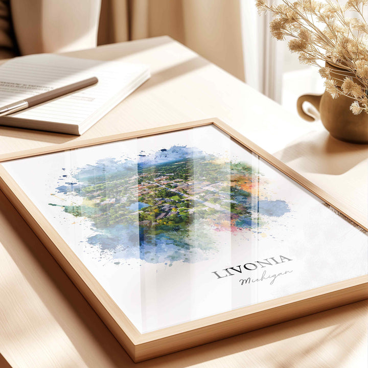 Livonia, Michigan – Watercolor Art Print