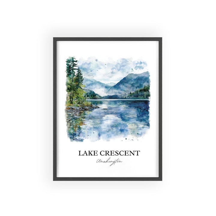 Lake Crescent Wall Art, Clallam County Print, Washington Watercolor Art, Lake Crescent Gift, Travel Print, Travel Poster, Housewarming Gift