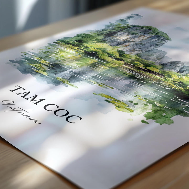 Tam Coc Wall Art, Ninh Bình Print, Vietnam Watercolor Art, Tam Coc Vietnam Gift, Travel Print, Travel Poster, Housewarming Gift