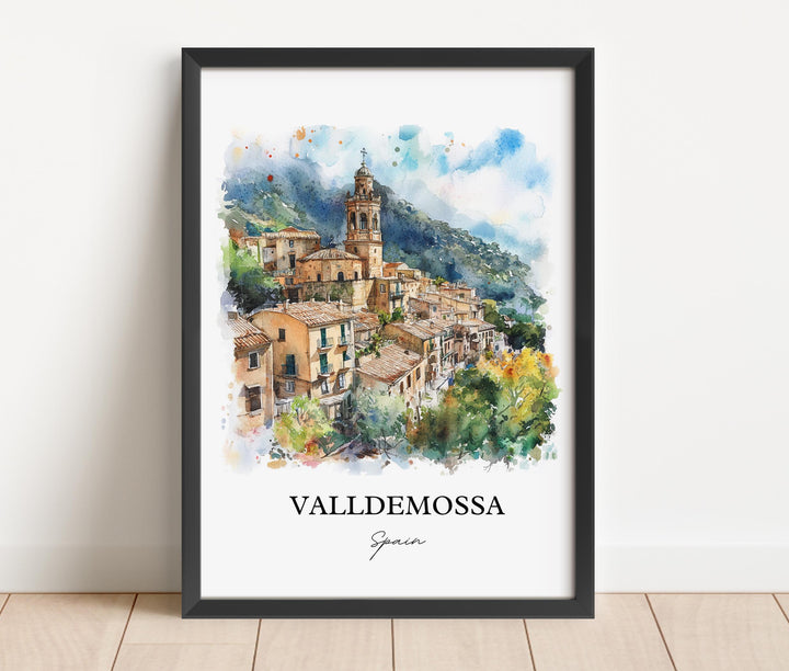 Valldemossa Wall Art, Majorca Print, Spain Watercolor Art, Valldemossa Spain Gift, Travel Print, Travel Poster, Housewarming Gift