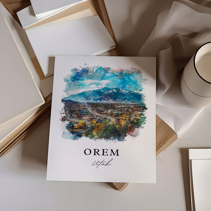 Orem, Utah, Utah – Watercolor Art Print