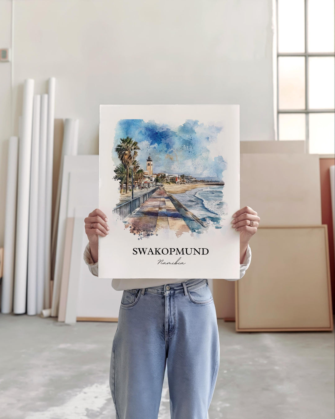 Swakopmund Wall Art, Namibia Print, Namibia Watercolor Art, Swakopmund Gift, Travel Print, Travel Poster, Housewarming Gift