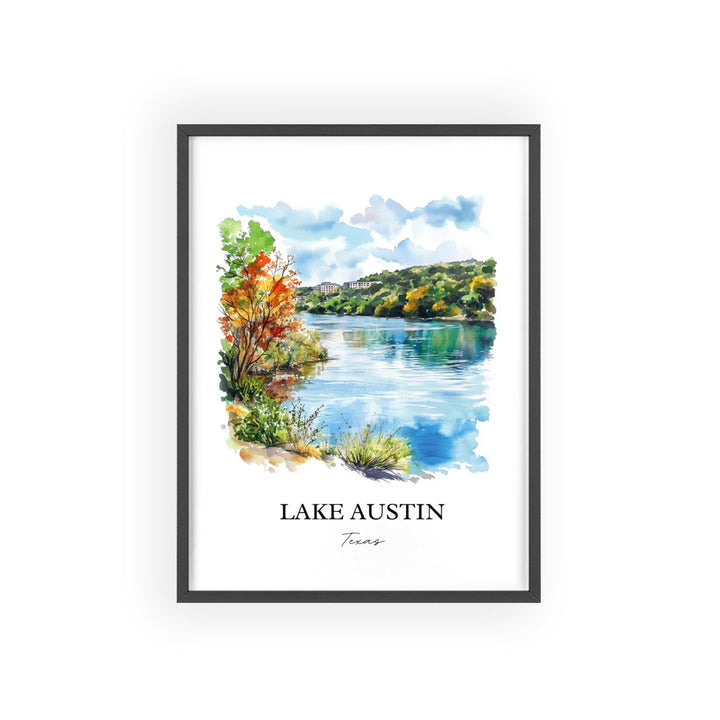 Lake Austin Wall Art, Austin TX Print, Texas Watercolor Art, Lake Austin Gift, Travel Print, Travel Poster, Housewarming Gift