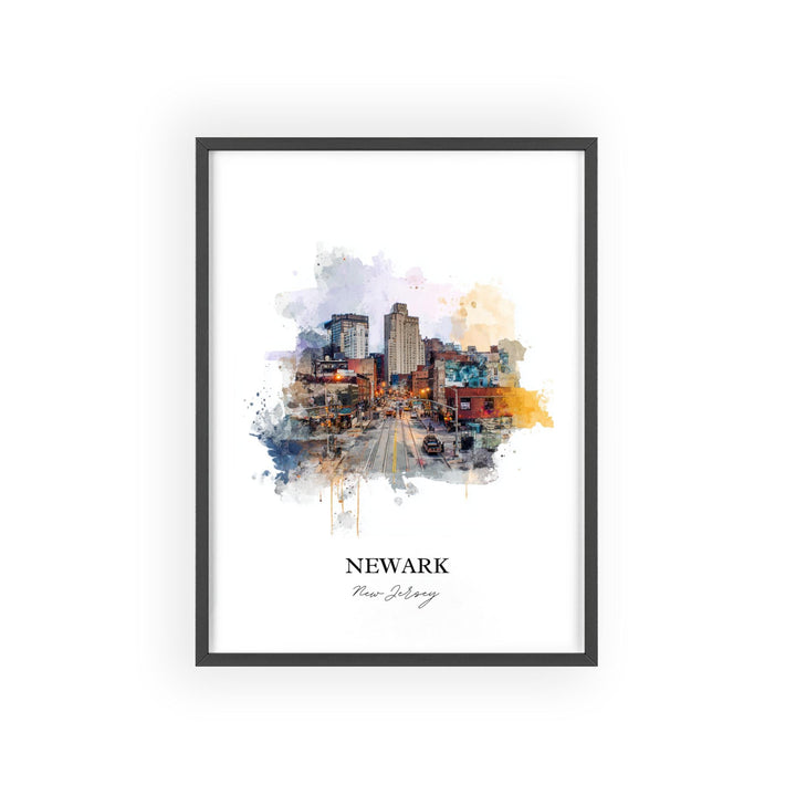 Newark NJ Wall Art, Newark Print, Newark Watercolor Art, Newark NJ Skyline Gift, Travel Print, Travel Poster, Housewarming Gift