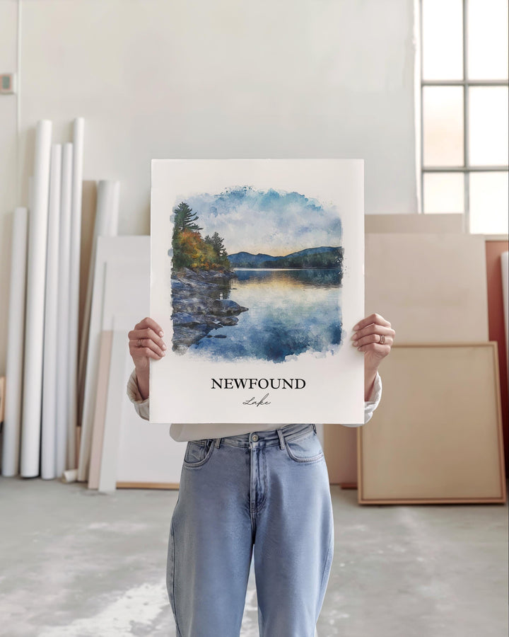 Newfound Lake Wall Art, Grafton County, Print, NH Watercolor Art, Newfound Lake Gift, Travel Print, Travel Poster, Housewarming Gift
