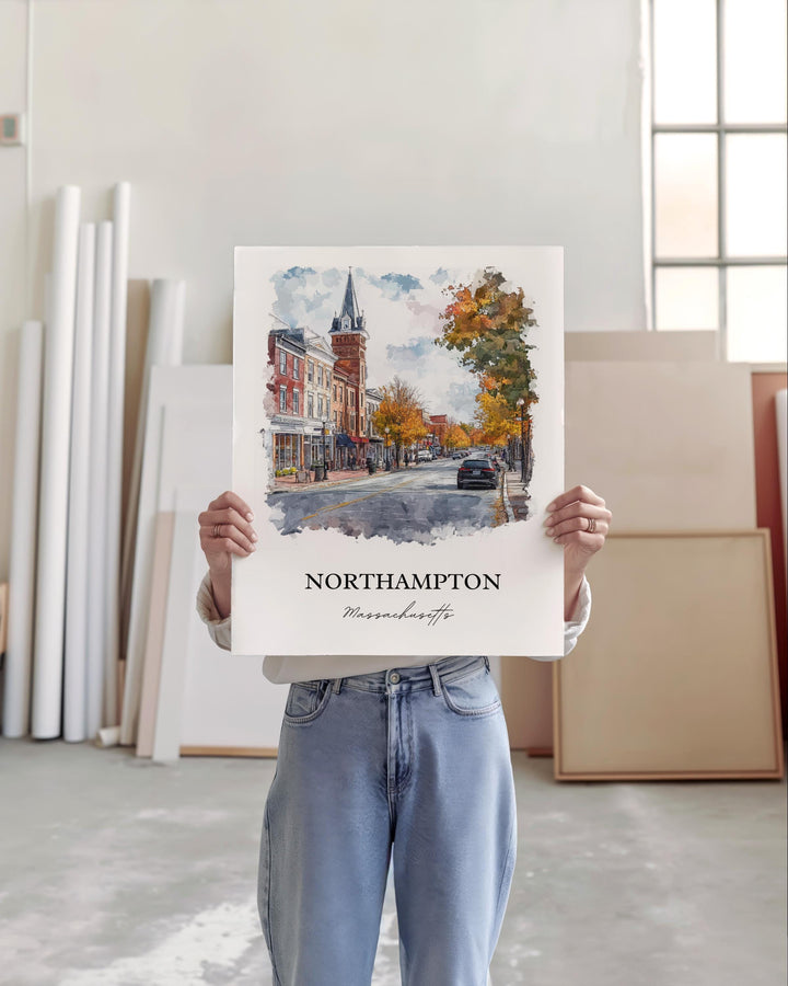 Northampton MA Wall Art - Massachusetts Print