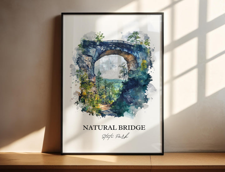 Natural Bridge State Park Art, Natural Bridge Print, Virginia Artwork, Natural Bridge Gift, Travel Print, Travel Poster, Housewarming Gift