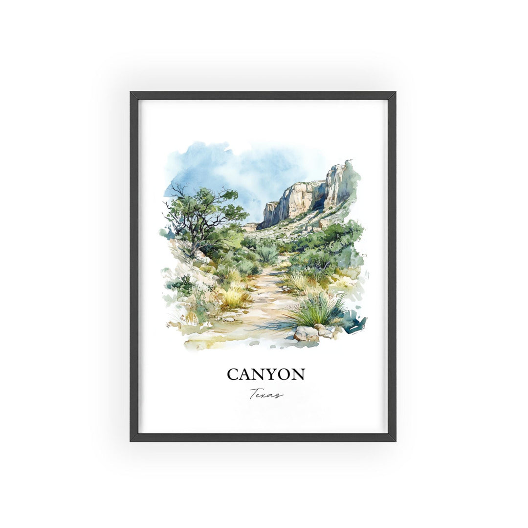 Canyon Texas Wall Art, Randall County Print, Texas Watercolor Art, Canyon Texas Gift, Travel Print, Travel Poster, Housewarming Gift