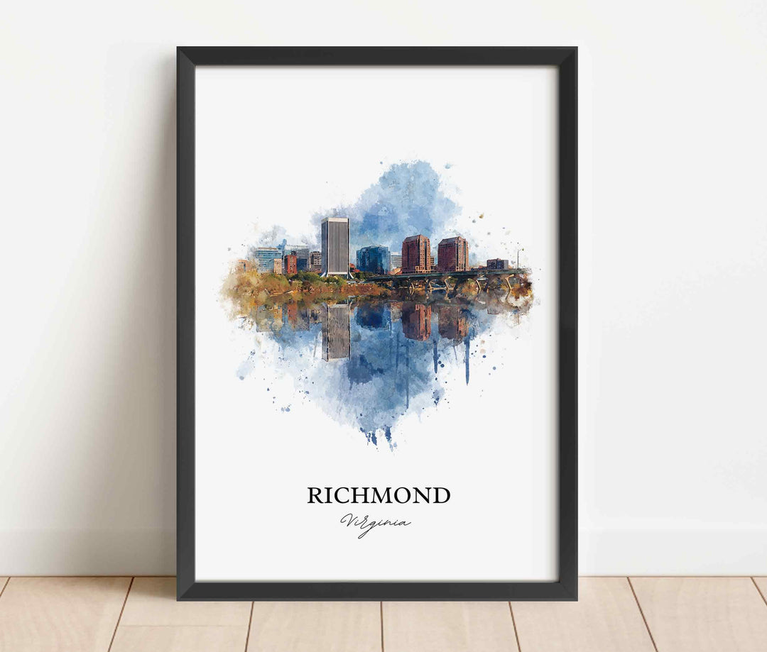 Richmond VA Wall Art, Richmond Print, Virginia Watercolor Art, Richmond Virginia Gift, Travel Print, Travel Poster, Housewarming Gift