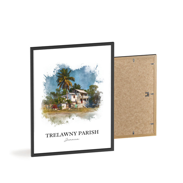 Trelawny Parish Wall Art, Trelawny Jamaica Print, Jamaica Watercolor Art, Jamaica Gift, Travel Print, Travel Poster, Housewarming Gift