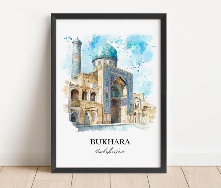 Bukhara Wall Art, Bukhara Print, Uzbekistan Watercolor Art, Bukhara Gift, Travel Print, Travel Poster, Housewarming Gift