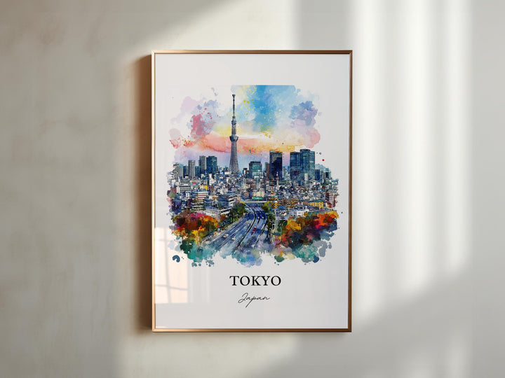 Tokyo Wall Art, Tokyo Skyline Print, Japan Watercolor Art, Tokyo Japan Gift, Travel Print, Travel Poster, Housewarming Gift