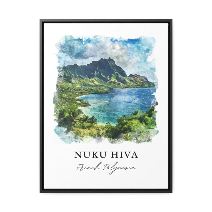 Nuku Hiva Wall Art, Nuku Hiva Print, Nuku Hiva Watercolor Art, French Polynesia Gift, Travel Print, Travel Poster, Housewarming Gift