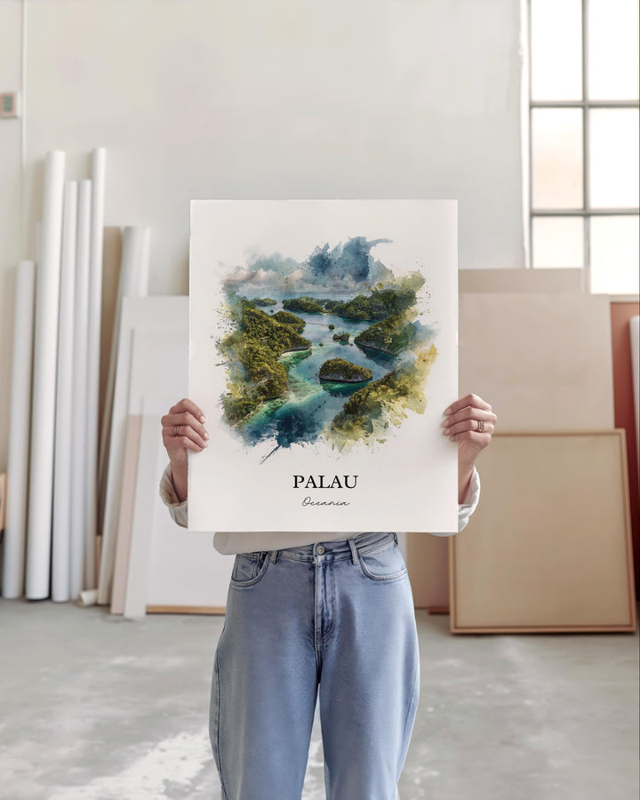 Palau Wall Art, Palau Print, Palau Watercolor Art, Palau Islands Gift, Travel Print, Travel Poster, Housewarming Gift