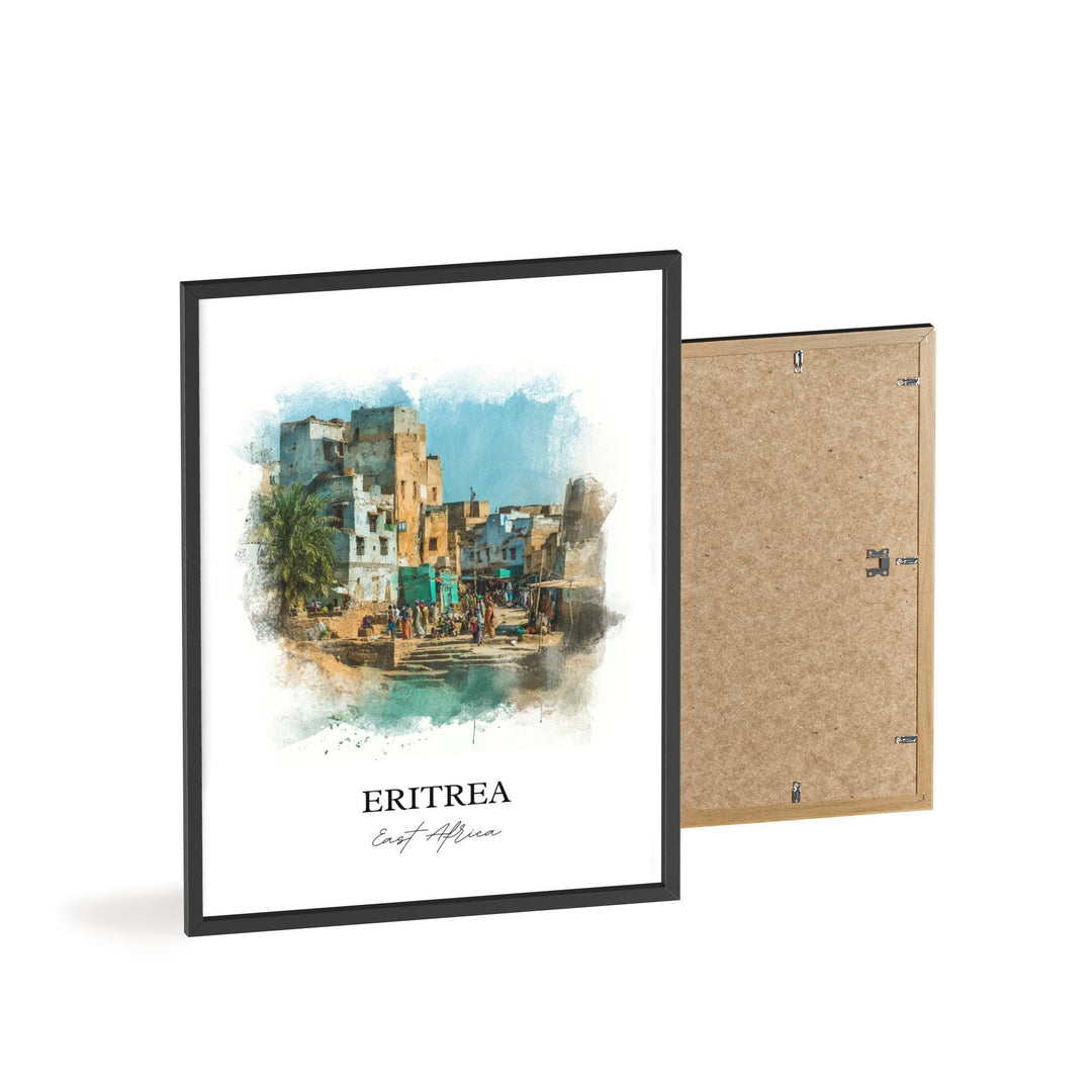 Eritrea Wall Art, Eritrea Print, Eritrea Watercolor Art, Eritrea Africa Gift, Travel Print, Travel Poster, Housewarming Gift