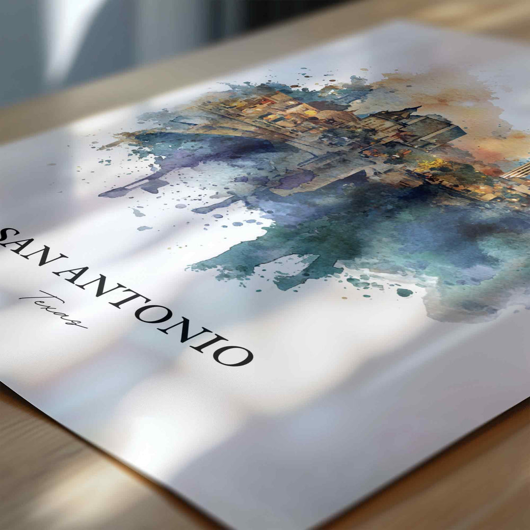 San Antonio, Texas – Watercolor Art Print