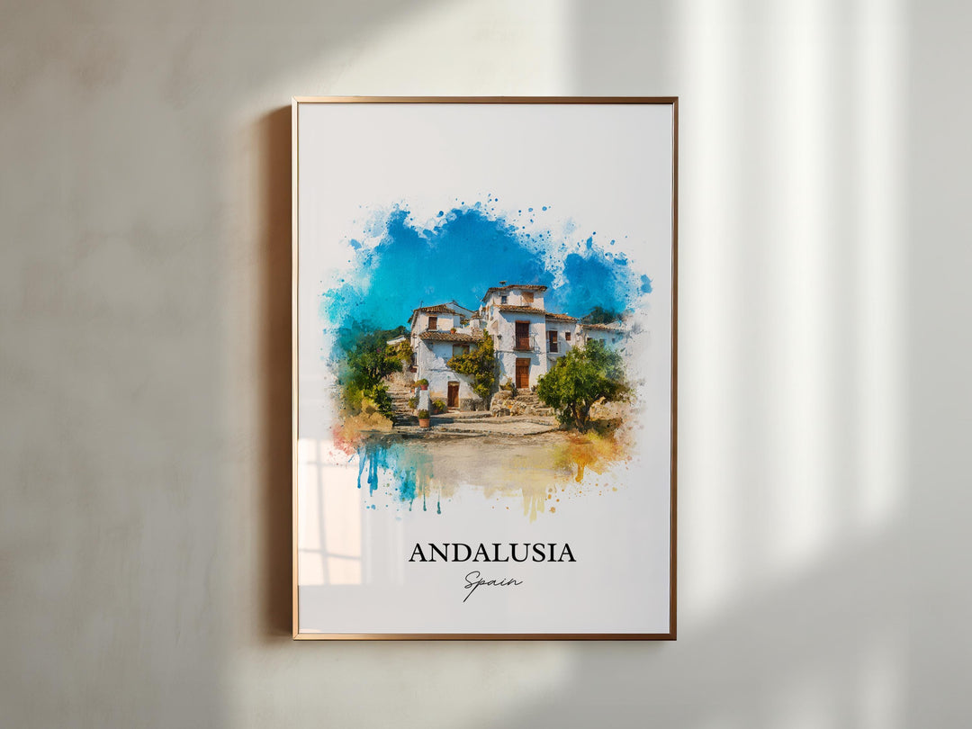 Andalusia Wall Art, Andalusia Spain Print, Spain Watercolor Art, Andalusia Gift, Andalusia Travel Print, Travel Poster, Housewarming Gift