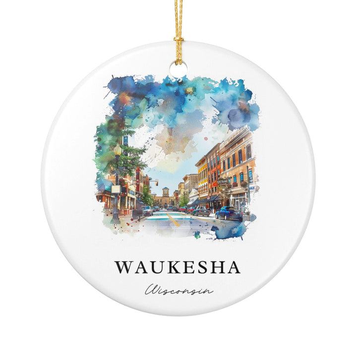 Waukesha Ornament: Unique Waukesha WI Souvenir, Waukesha Wisconsin Xmas Decor, and Authentic Wisconsin Gift