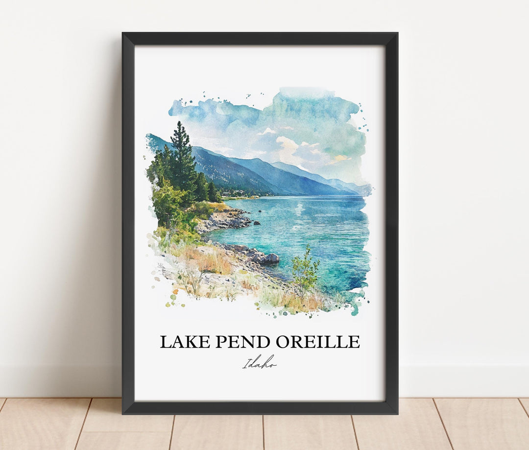 Lake Pend Oreille, USA – Watercolor Art Print