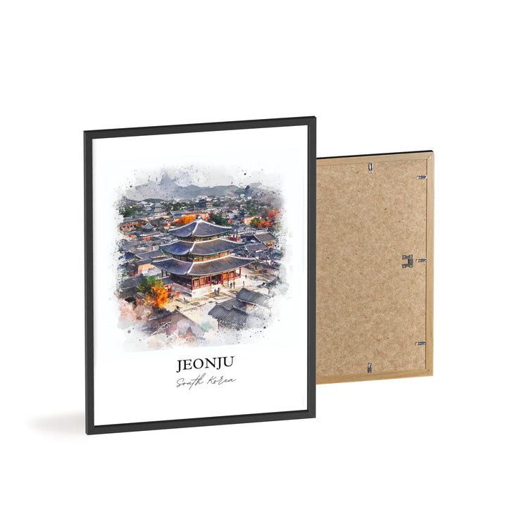 Jeonju Wall Art, Jeonju-si Print, South Korea Watercolor Art, Jeonju Gift, Travel Print, Travel Poster, Housewarming Gift
