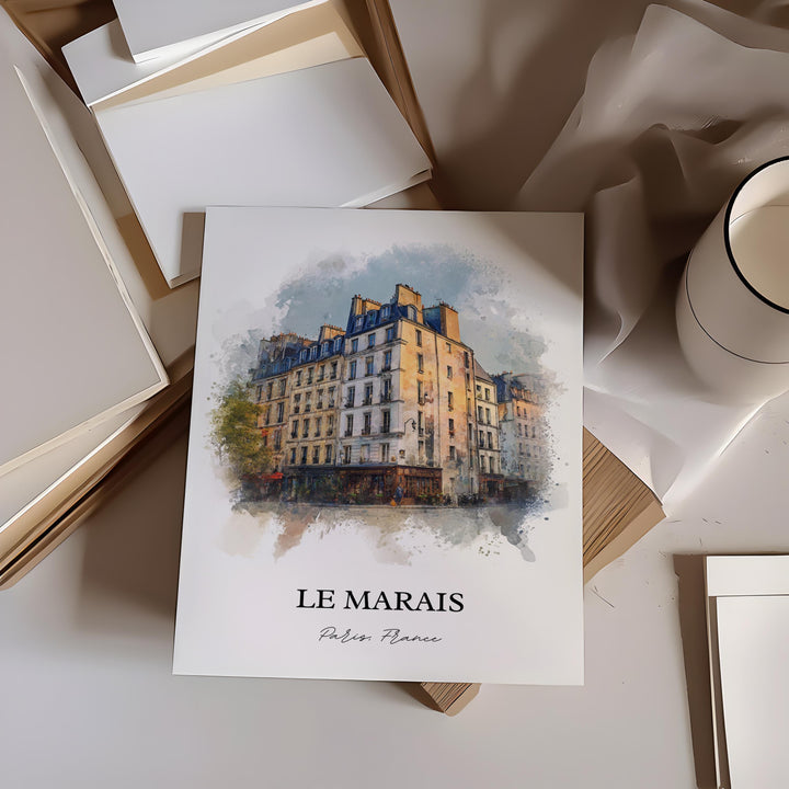Le Marais, France – Watercolor Art Print