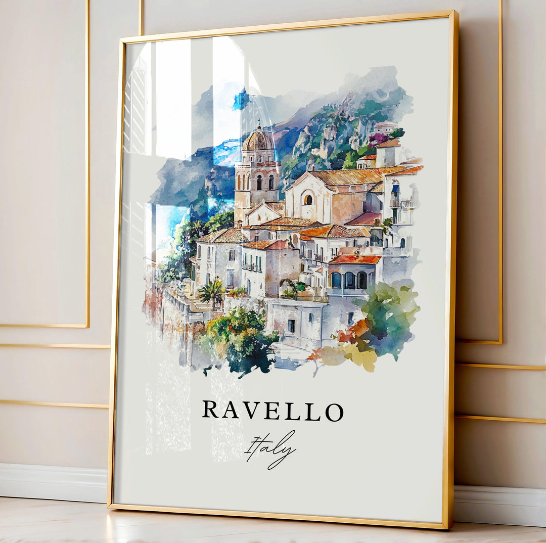 Ravello Italy Wall Art, Ravello Print, Amalfi Watercolor Art, Ravello Italia Gift,