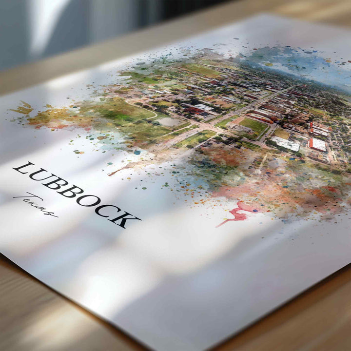 Lubbock, Texas – Watercolor Art Print