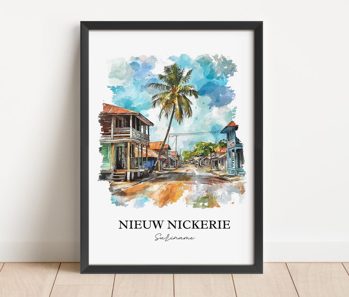 Nieuw Nickerie Wall Art, Suriname Print, Suriname Watercolor Art, Nieuw Nickerie Gift, Travel Print, Travel Poster, Housewarming Gift