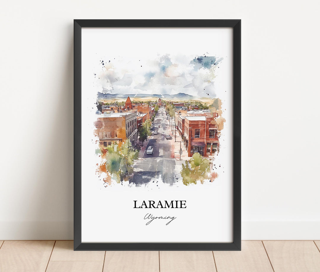 Laramie WY Wall Art, Albany County WY Print, Wyoming Watercolor Art, Laramie Wyoming Gift, Travel Print, Travel Poster, Housewarming Gift