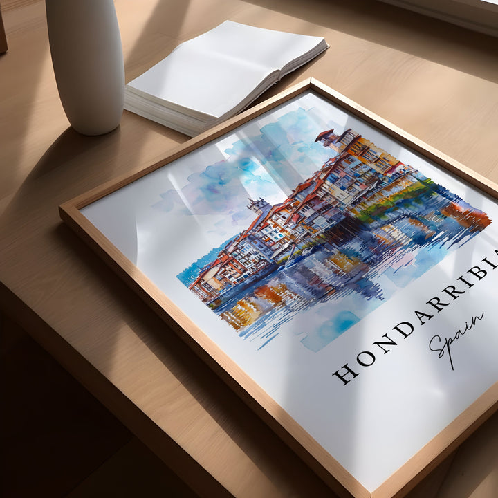 Hondarribia Spain wall art - Spain, Hondarribia print, Hondarribia Espana Wedding gift, Birthday present, Custom Text, Perfect Gift