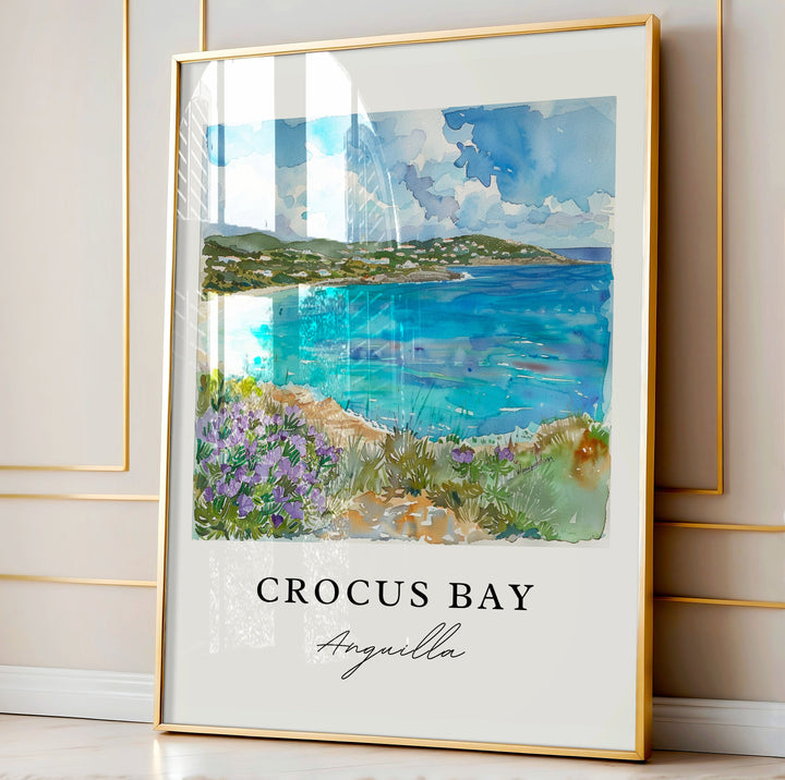 Crocus Bay Art, Anguilla Print, Anguilla Watercolor, Anguilla Travel Gift,