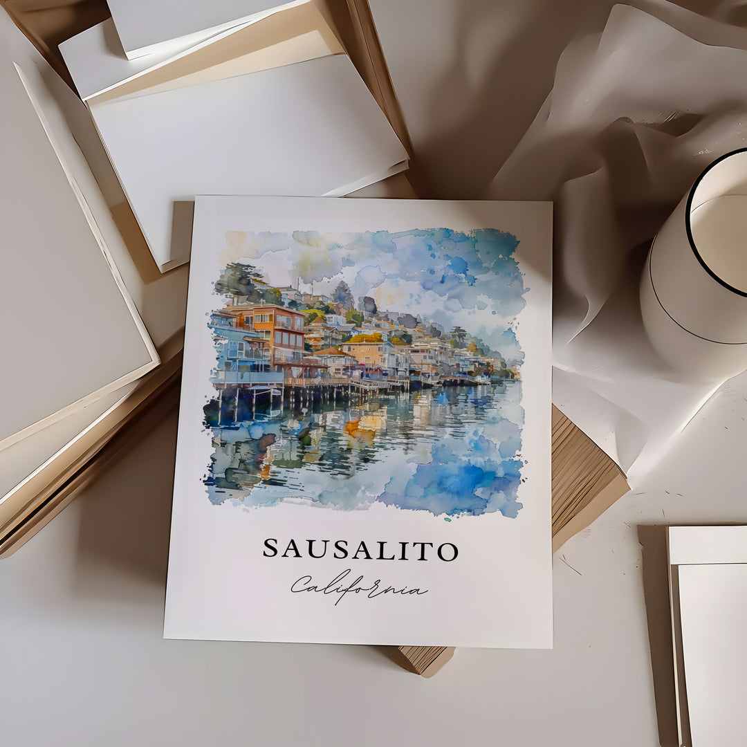 Sausalito CA Wall Art, Sausalito Print, Sausalito Watercolor, Sausalito California Gift,