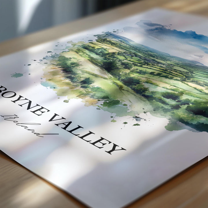 Boyne Valley Wall Art, Meath Ireland Print, Ireland Watercolor Art, Boyne Valley Gift, Travel Print, Travel Poster, Housewarming Gift