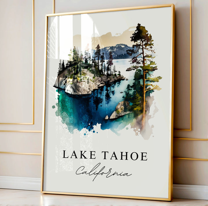 Lake Tahoe CA wall art - California, Lake Tahoe poster, Lake Tahoe Wedding gift, Birthday present, Custom Text, Personalised Gift