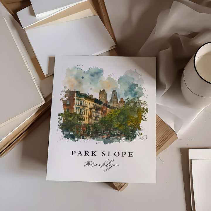 Park Slope NYC travel art - Brooklyn, Park Slope print, Park Slope Wedding gift, Birthday present, Custom Text, Perfect Gift