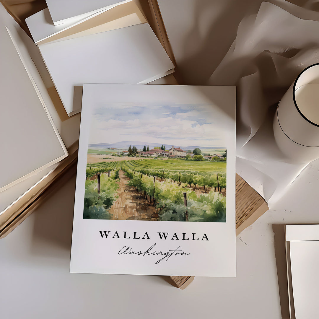 Walla Walla traditional travel art - Washington, Walla Walla poster print, Wedding gift, Birthday present, Custom Text, Perfect Gift