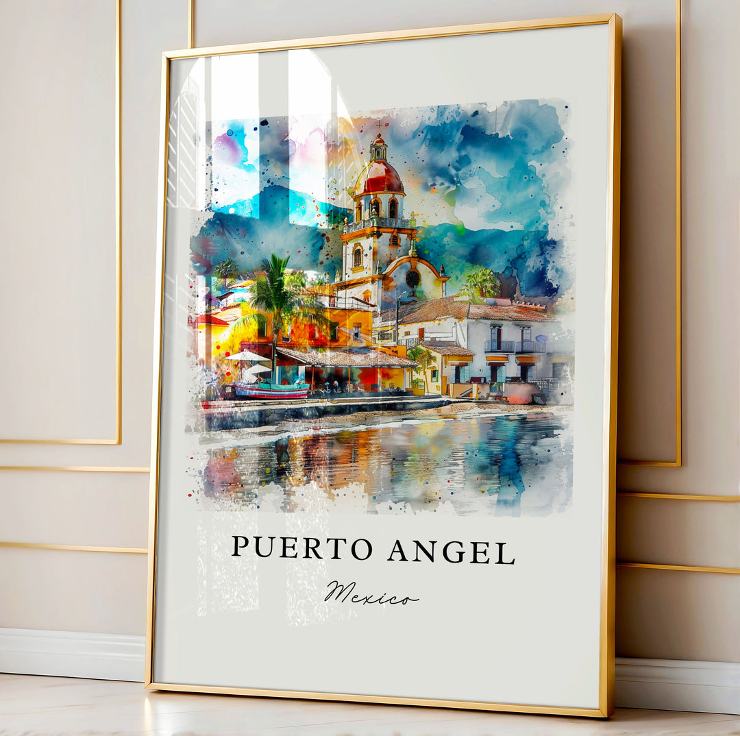 Puerto Angel MX Art, Puerto Angel Print, Oaxaca Watercolor Art, Oaxaca Mexico Gift,