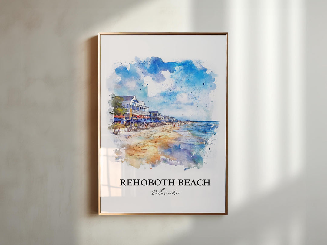 Rehoboth Beach Wall Art, Rehoboth Print, Delaware Watercolor Art, Rehoboth Beach Gift, Travel Print, Travel Poster, Housewarming Gift