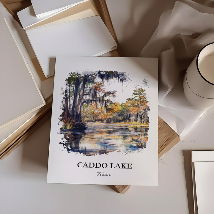 Caddo Lake Wall Art, Caddo Lake Print, Texas Watercolor Art, Caddo Lake Gift, Travel Print, Travel Poster, Housewarming Gift