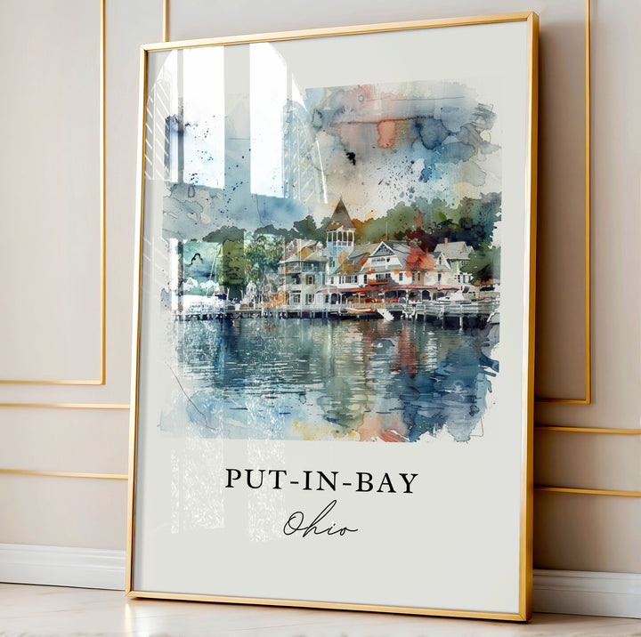 Put-in-Bay OH Wall Art, Lake Erie OH Print, Put-in-Bay Watercolor, Lake Erie Gift,