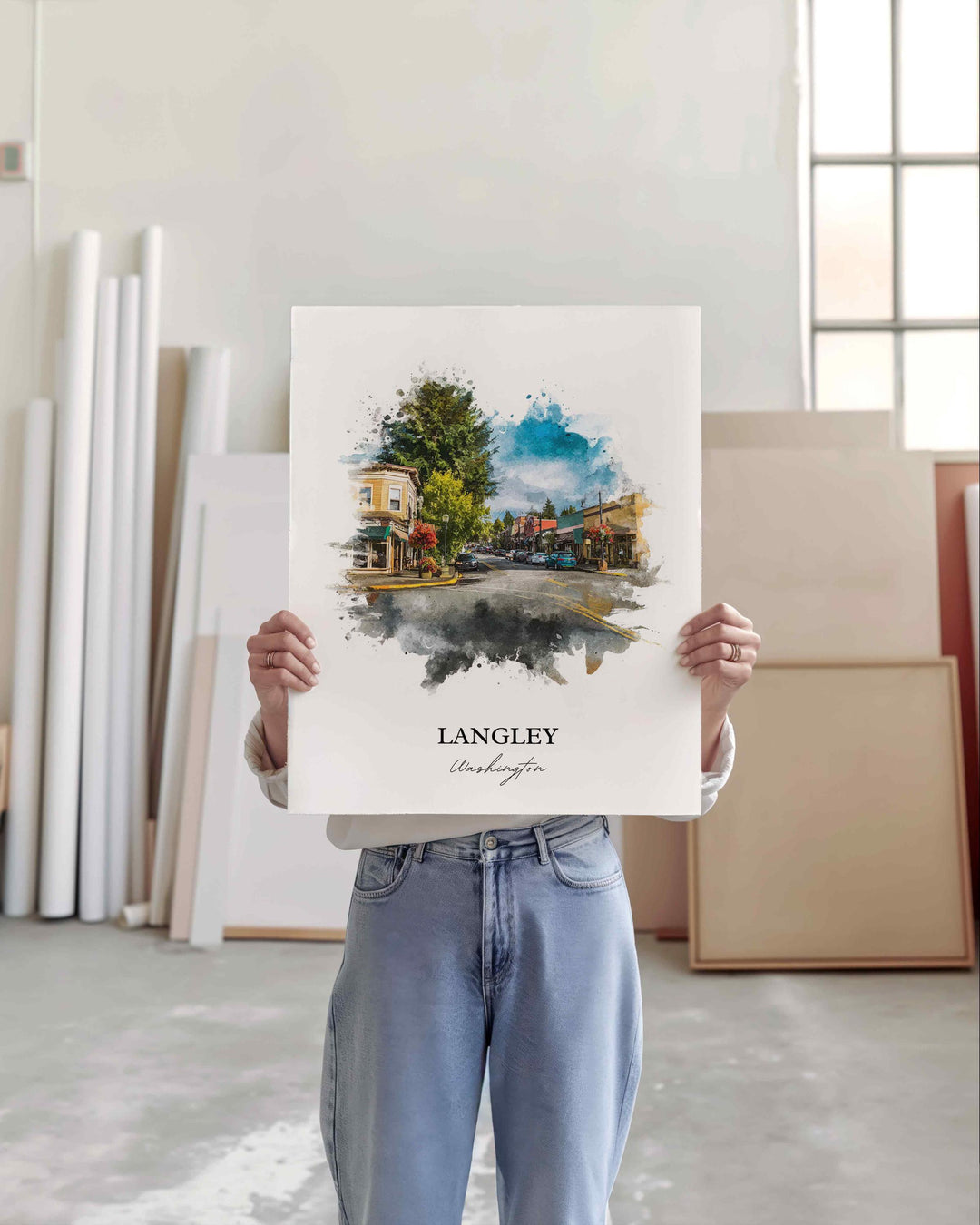 Langley, WA – Watercolor Art Print
