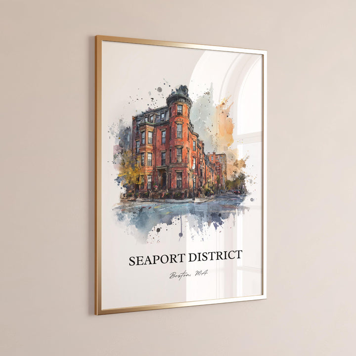 Seaport District, Boston MA – Watercolor Art Print