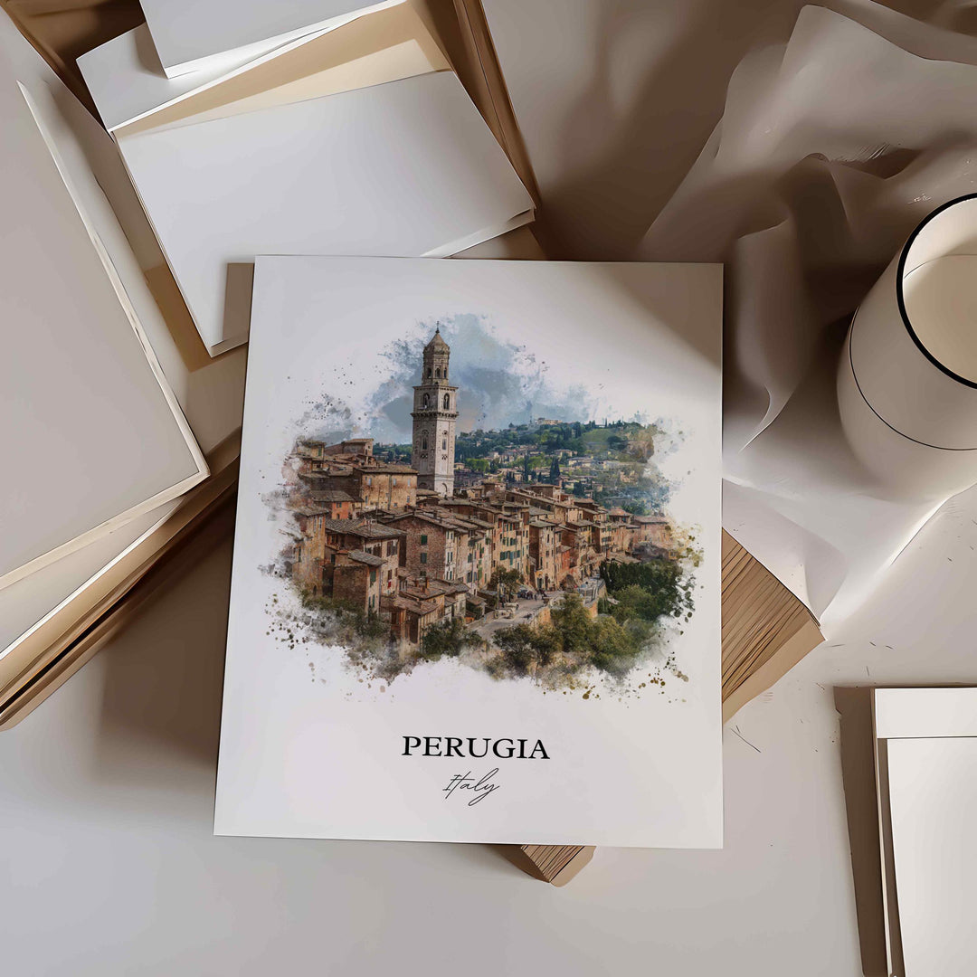 Perugia, Italy – Watercolor Art Print