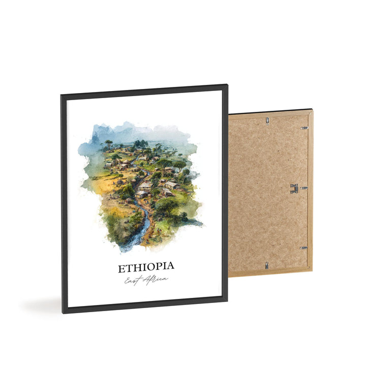 Ethiopia Wall Art, Ethiopia Country Print, Ethiopia Watercolor Art, Ethiopia Gift, Travel Print, Travel Poster, Housewarming Gift