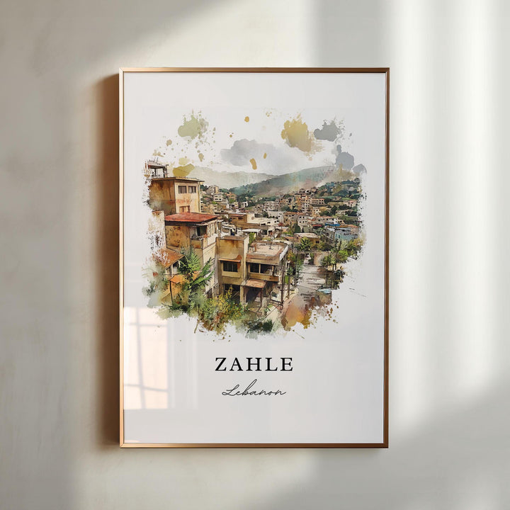 Zahle Lebanon Wall Art, Zahle Print, Zahle Watercolor Art, Beqaa Lebanon Gift,