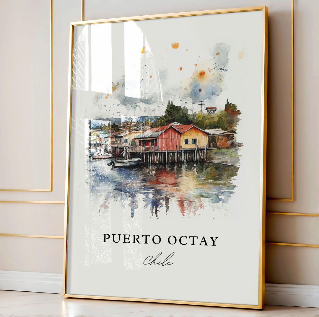 Puerto Octay Wall Art, Puerto Octay Print, Puerto Octay Watercolor, Puerto Octay Chile Gift,