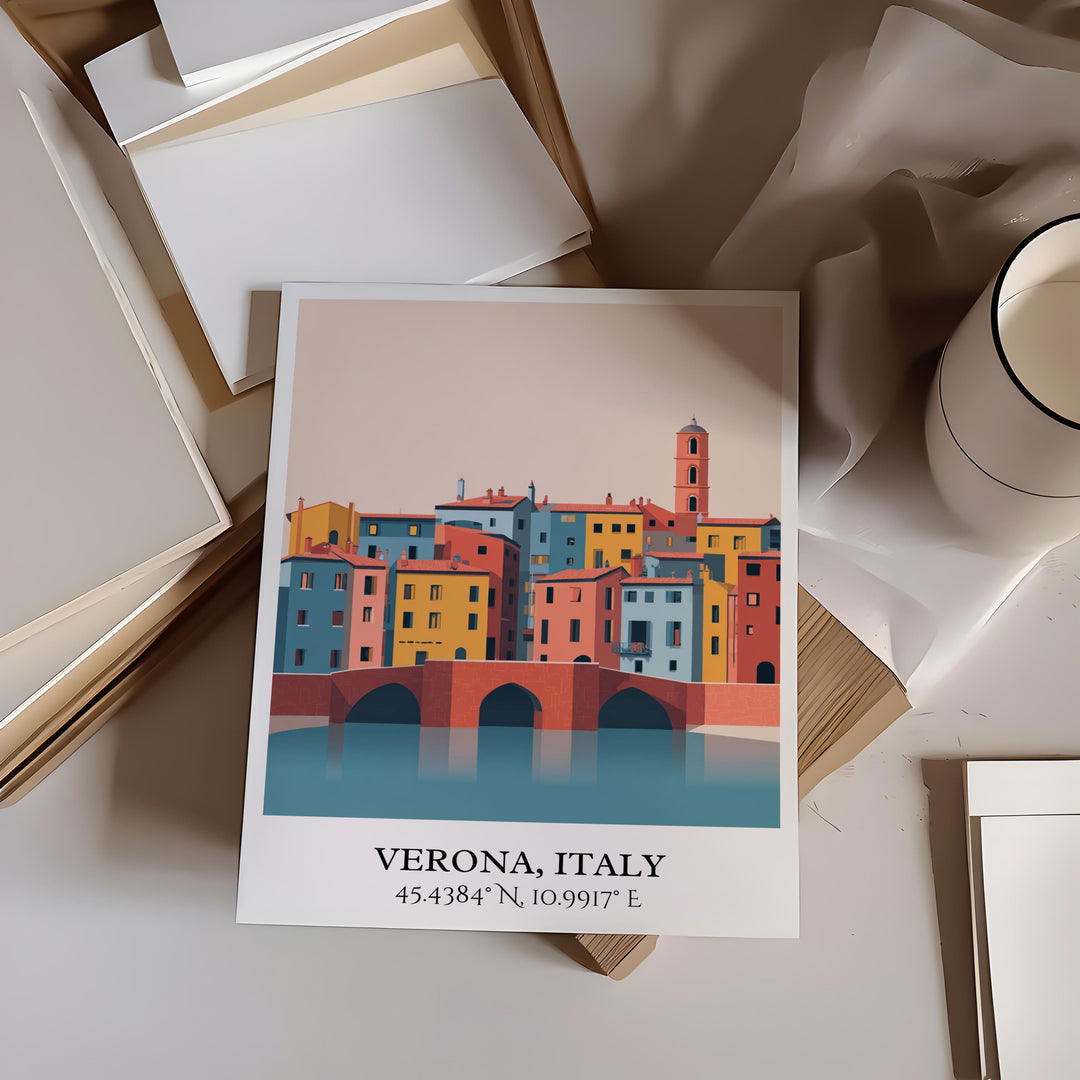 Verona Italy Art, Verona Retro Travel Art, Verona Home Decor, Verona Italy Gift, Italy Travel Art, Travel Prints, Housewarming Gift