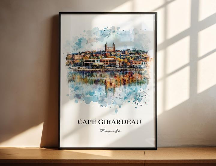 Cape Girardeau Wall Art, Scott County MO Print, Missouri Watercolor Art, Cape Girardeau Gift, Travel Print, Travel Poster, Housewarming Gift