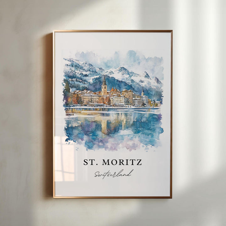 St. Moritz, Switzerland – Watercolor Art Print